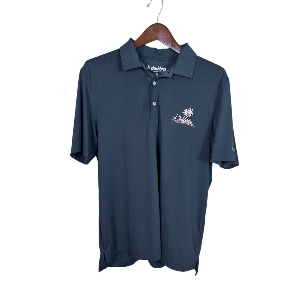 Chubbies Stretch Polo Shirt‎ Men's Medium Black Performance Golf